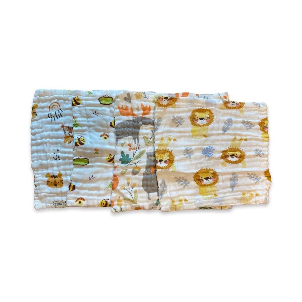 Wash/Burp Cloth Set in our Animal Pattern, 10 x 10, 2 of each pattern
